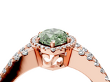 Rose gold Fancy Green Marquise  Cut Halo Split Shank Diamond Ring with Four-Prong Setting_66