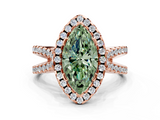 Rose gold Fancy Green Marquise  Cut Halo Split Shank Pave Set Ring_62