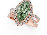 Rose gold Fancy Green Marquise  Cut Halo Split Shank Pave Set Ring_63
