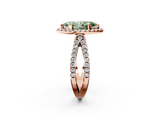 Rose gold Fancy Green Marquise  Cut Halo Split Shank Pave Set Ring_64