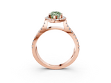 Rose gold Fancy Green Marquise  Cut Halo Split Shank Pave Set Ring_65