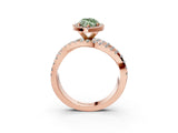 Rose gold Fancy Green Marquise  Cut Halo Split Shank Prong Setting Ring_15