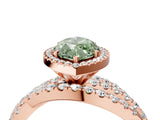 Rose gold Fancy Green Marquise  Cut Halo Split Shank Prong Setting Ring_16