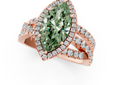 Rose gold Fancy Green Marquise  Cut Halo Split Shank Prong Setting Ring_62