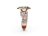 Rose gold Fancy Green Marquise  Cut Halo Split Shank Prong Setting Ring_63