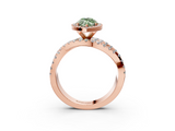 Rose gold Fancy Green Marquise  Cut Halo Split Shank Prong Setting Ring_64