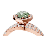Rose gold Fancy Green Marquise  Cut Halo Split Shank Prong Setting Ring_65
