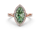 Rose gold Fancy Green Marquise Cut Halo Twist Band with Four-Prong Setting_12