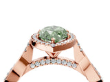 Rose gold Fancy Green Marquise Cut Halo Twist Band with Four-Prong Setting_16