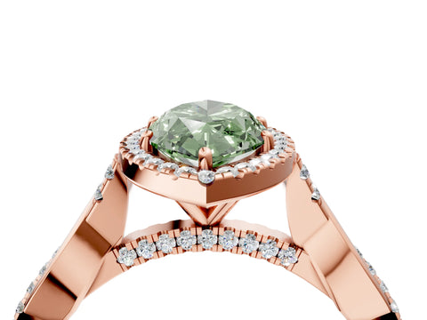 Rose gold Fancy Green Marquise Cut Halo Twist Band with Four-Prong Setting_4