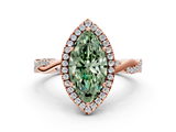 Rose gold Fancy Green Marquise  Cut Halo Twisted Band Four-Prong Ring_19