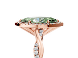 Rose gold Fancy Green Marquise  Cut Halo Twisted Band Four-Prong Ring_24