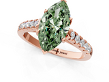 Rose gold Fancy Green Marquise  Cut Pavé Band Solitaire Ring with Four-Prong Setting_63