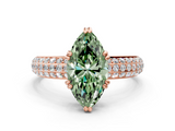 Rose gold Fancy Green Marquise  Cut Pave Diamond Engagement Ring with Channel Set Band and Four-Prong Setting_20