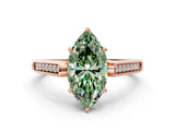 Rose gold Fancy Green Marquise Cut Solitaire Cathedral Diamond Engagement Ring with Channel-Set Band and Four-Prong Setting_3