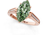 Rose gold Fancy Green Marquise Cut Solitaire Cathedral Diamond Engagement Ring with Channel-Set Band and Four-Prong Setting_4
