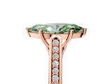Rose gold Fancy Green Marquise Cut Solitaire Cathedral Diamond Engagement Ring with Channel-Set Band and Four-Prong Setting_8