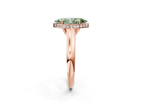 Rose gold Fancy Green Marquise Cut Solitaire Diamond Engagement Ring with Four-Prong Setting and Tapered Band_2