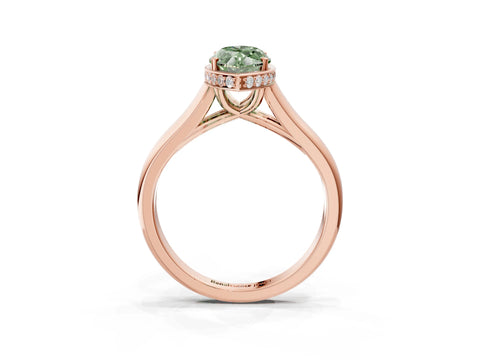 Rose gold Fancy Green Marquise Cut Solitaire Diamond Engagement Ring with Four-Prong Setting and Tapered Band_3
