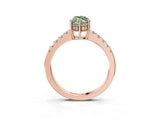 Rose gold Fancy Green Marquise Cut Solitaire Diamond Engagement Ring with Pavé Band and Six-Prong Setting_15