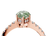 Rose gold Fancy Green Marquise Cut Solitaire Diamond Engagement Ring with Pavé Band and Six-Prong Setting_16