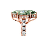 Rose gold Fancy Green Marquise Cut Solitaire Diamond Engagement Ring with Pavé Band and Six-Prong Setting_17