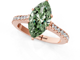 Rose gold Fancy Green Marquise  Cut Solitaire Diamond Engagement Ring with Pave Band and Four-Prong Setting_201