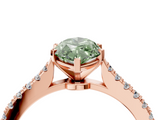 Rose gold Fancy Green Marquise  Cut Solitaire Diamond Engagement Ring with Pave Band and Four-Prong Setting_204
