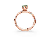 Rose gold Fancy Green Marquise Cut Solitaire Diamond Engagement Ring with Twisted Pave Band and Four-Prong Setting_6