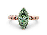 Rose gold Fancy Green Marquise Cut Solitaire Diamond Ring with Infinity Twist Band and Four-Prong Setting_24