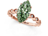 Rose gold Fancy Green Marquise Cut Solitaire Diamond Ring with Infinity Twist Band and Four-Prong Setting_25