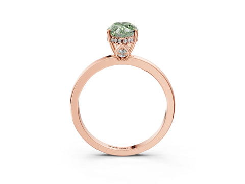 Rose gold Fancy Green Marquise Cut Solitaire Diamond Ring with Prong Setting and Plain Band_3