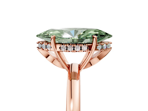 Rose gold Fancy Green Marquise Cut Solitaire Diamond Ring with Prong Setting and Plain Band_5