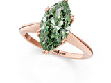 Rose gold Fancy Green Marquise Cut Solitaire Diamond Ring with Six-Prong Setting and Classic Band_13