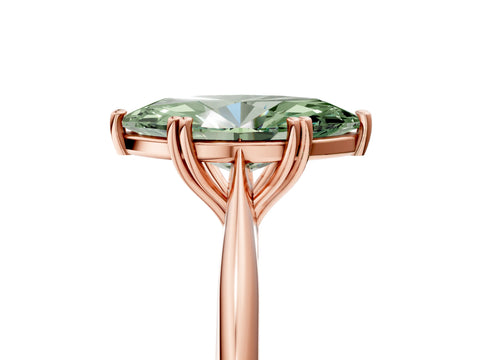 Rose gold Fancy Green Marquise Cut Solitaire Diamond Ring with Six-Prong Setting and Classic Band_5