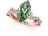 Rose gold Fancy Green Marquise  Cut Solitaire Diamond Twisted Band with Pave Setting_60