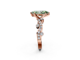 Rose gold Fancy Green Marquise  Cut Solitaire Diamond Twisted Band with Pave Setting_61