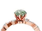 Rose gold Fancy Green Marquise  Cut Solitaire Diamond Twisted Band with Pave Setting_63