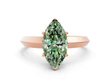Rose gold Fancy Green Marquise  Cut Solitaire Engagement Ring with Flat Band and Four-Prong Setting 1