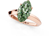 Rose gold Fancy Green Marquise  Cut Solitaire Engagement Ring with Flat Band and Four-Prong Setting 2