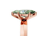 Rose gold Fancy Green Marquise  Cut Solitaire Engagement Ring with Flat Band and Four-Prong Setting