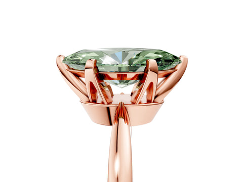 Rose gold Fancy Green Marquise Cut Solitaire Engagement Ring with Six-Prong Setting and Tapered Band_5