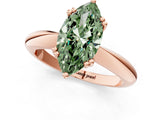 Rose gold Fancy Green Marquise  Cut Solitaire Engagement Ring with Tapered Band and Four-Prong Setting 3