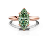 Rose gold Fancy Green Marquise  Cut Solitaire Engagement Ring with Tapered Band and Four-Prong Setting