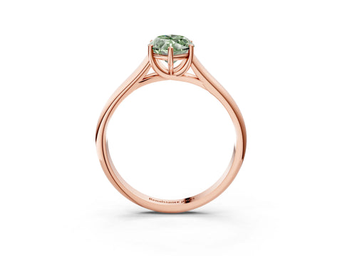 Rose gold Fancy Green Marquise Cut Solitaire Engagement Ring with Tapered Band and Four-Prong Setting_6