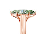 Rose gold Fancy Green Marquise Cut Solitaire Engagement Ring with Tapered Band and Four-Prong Setting_8