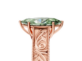 Rose gold Fancy Green Marquise  Cut Solitaire Engraved Band with Four-Prong Setting_60