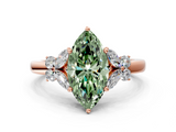 Rose gold Fancy Green Marquise  Cut Solitaire Floral Diamond Ring with Four-Prong Setting_53