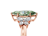 Rose gold Fancy Green Marquise  Cut Solitaire Floral Diamond Ring with Four-Prong Setting_58