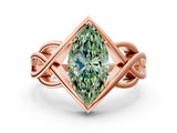 Rose gold Fancy Green Marquise Cut Solitaire Intertwined Band Prong Setting Ring